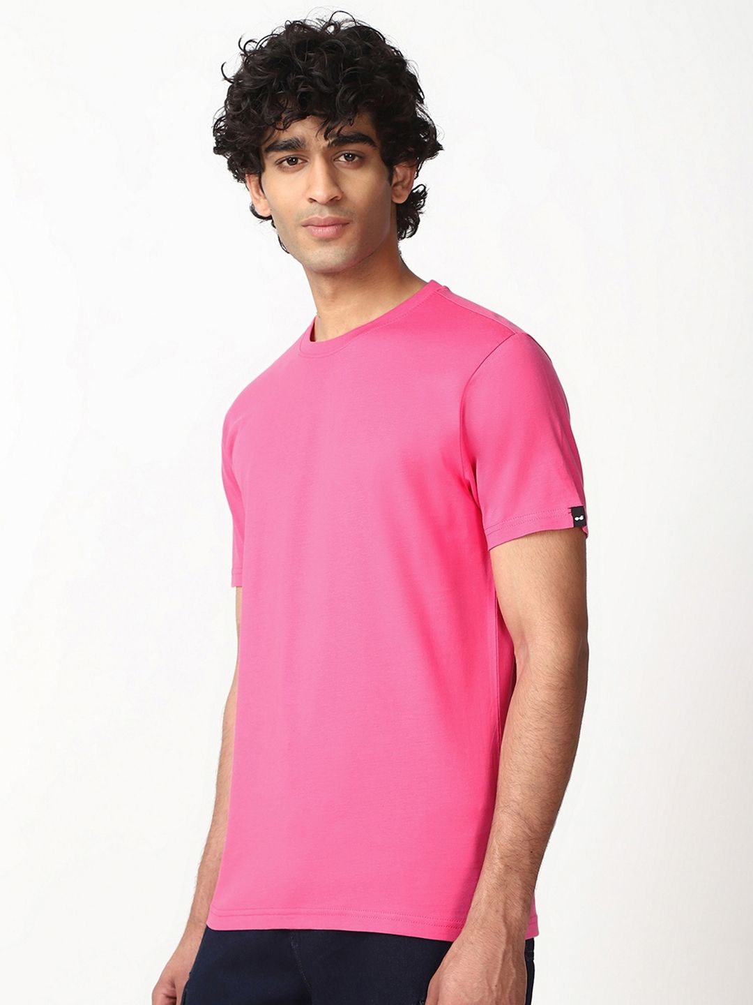 Bewakoof Men Solid Round Neck Cotton T-shirt