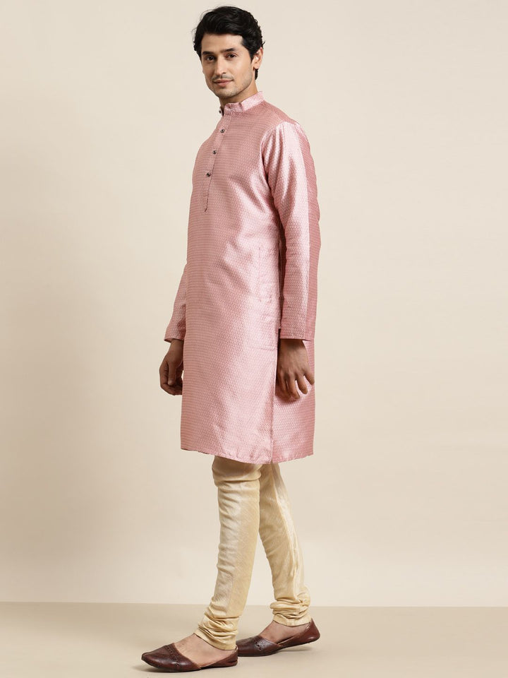 Anug by SOJANYA Men Pink Ethnic Motifs Mandarin Collar Kurta