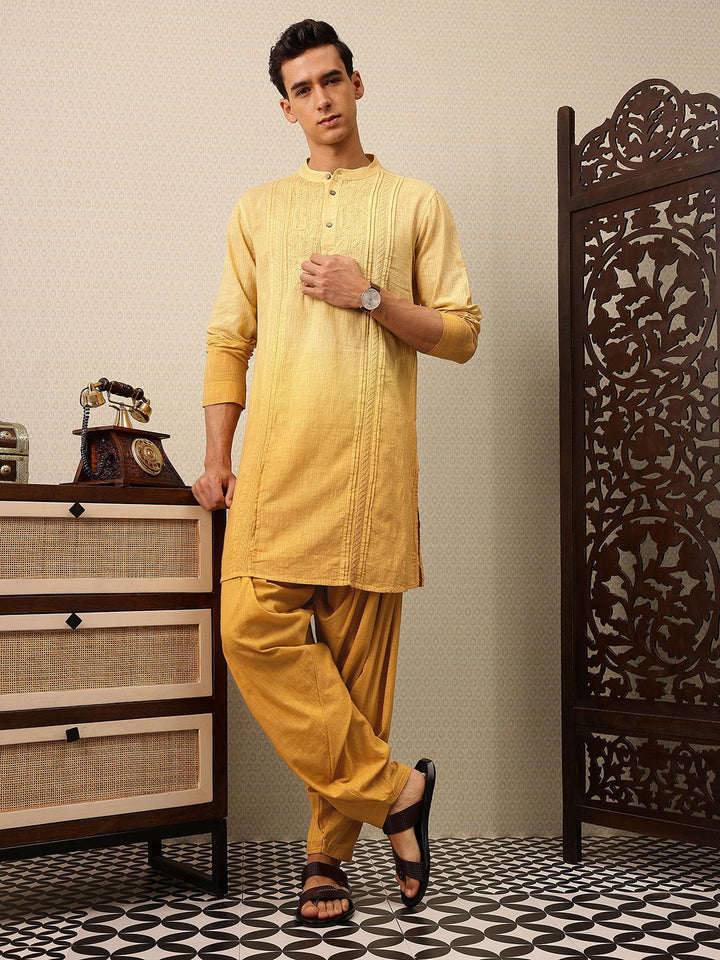 House of Pataudi Floral Embroidered Pure Cotton Jashn Kurta With Salwar