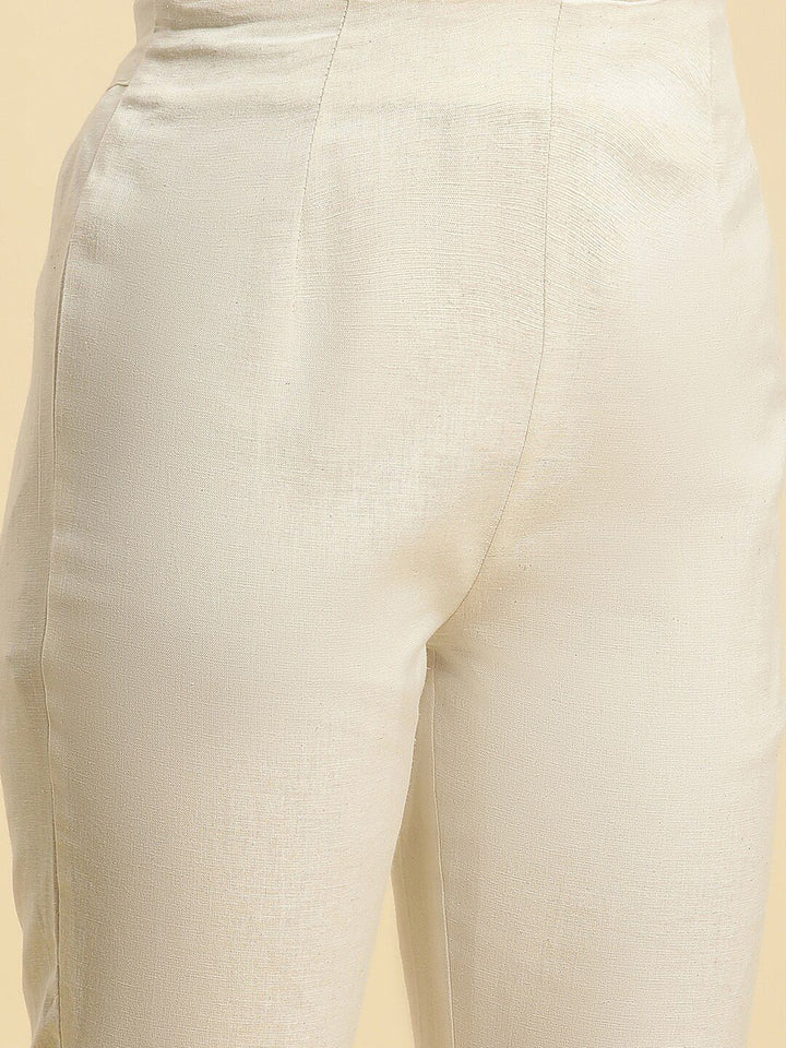 W Women Straight Fit Mid-Rise Plain Cropped Cigarette Trousers