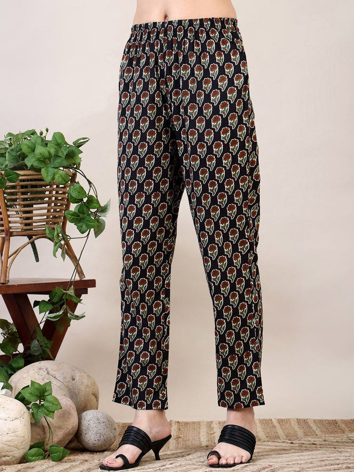 KALINI Floral Printed Empire Mirror Work Kurta with Trouser & Dupatta