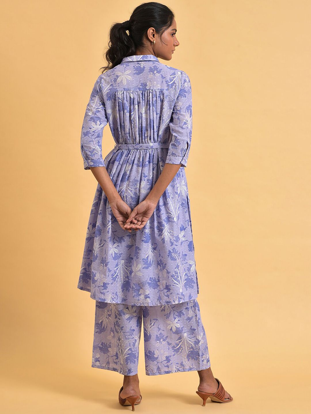 W Floral Printed Pure Cotton Kurta with Palazzos