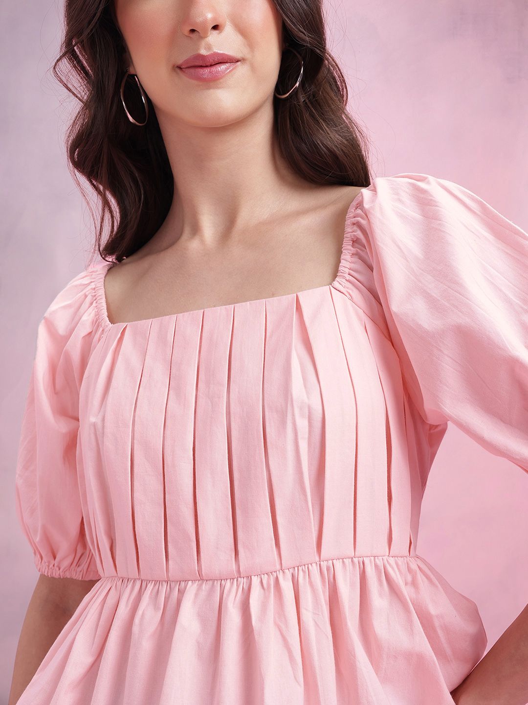 DressBerry Pleated Pure Cotton Styled Back Top