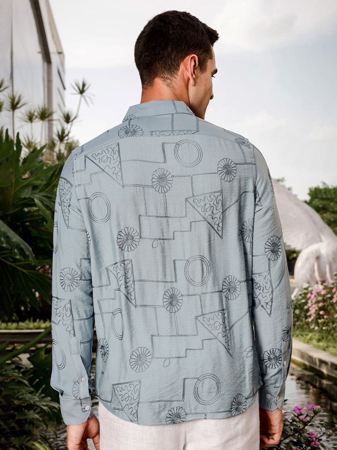 Thomas Scott Men Regular Fit Long Sleeves Embroidered Shirt