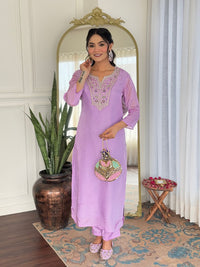 KALINI Women Floral Embroidered Regular Thread Work Kurta with Trousers & With Dupatta