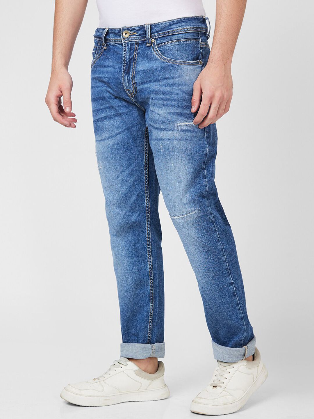 SPYKAR Men Low-Rise Heavy Fade Low Distress Cotton Jeans