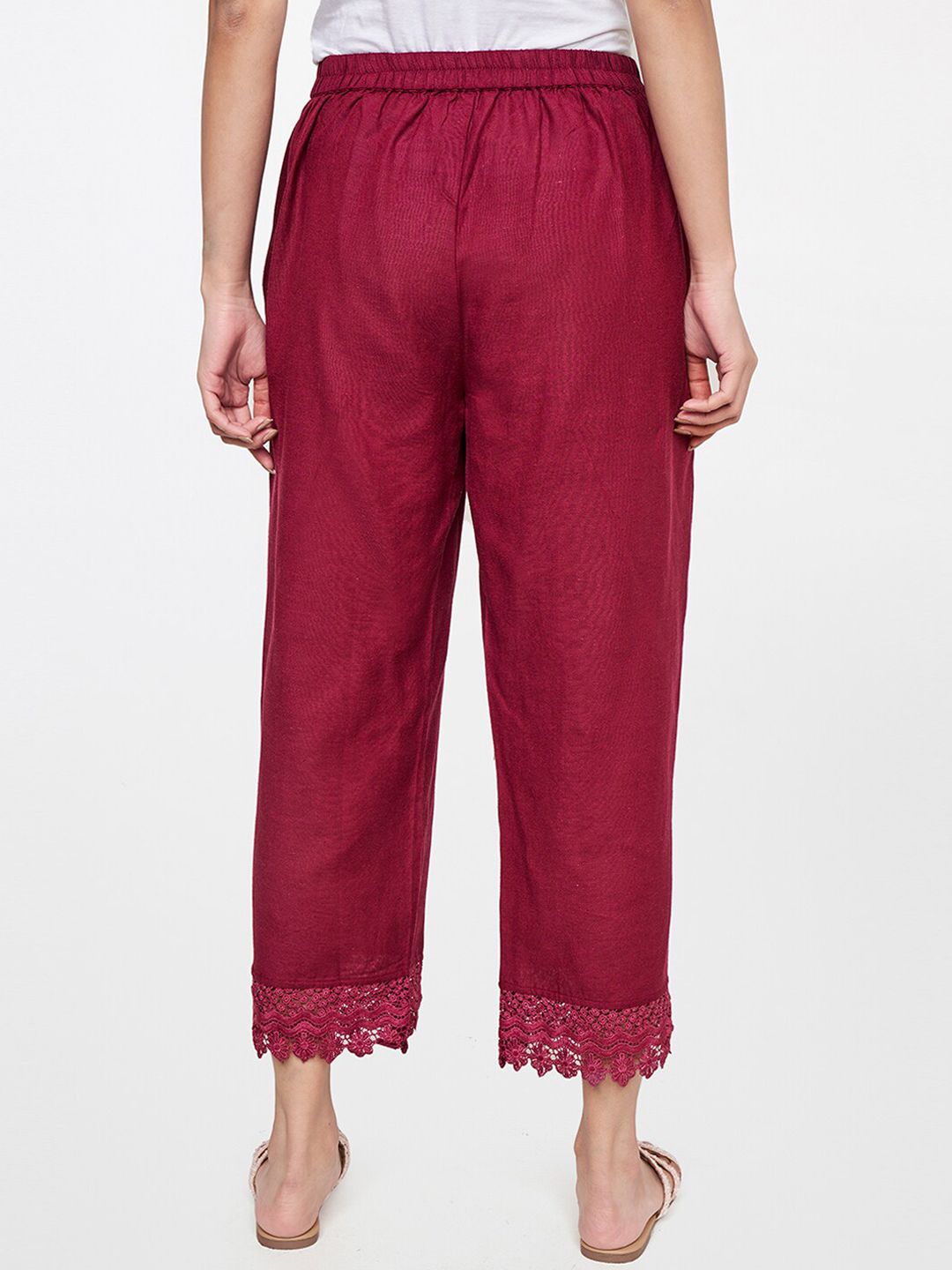 Global Desi Women Red Solid Trousers
