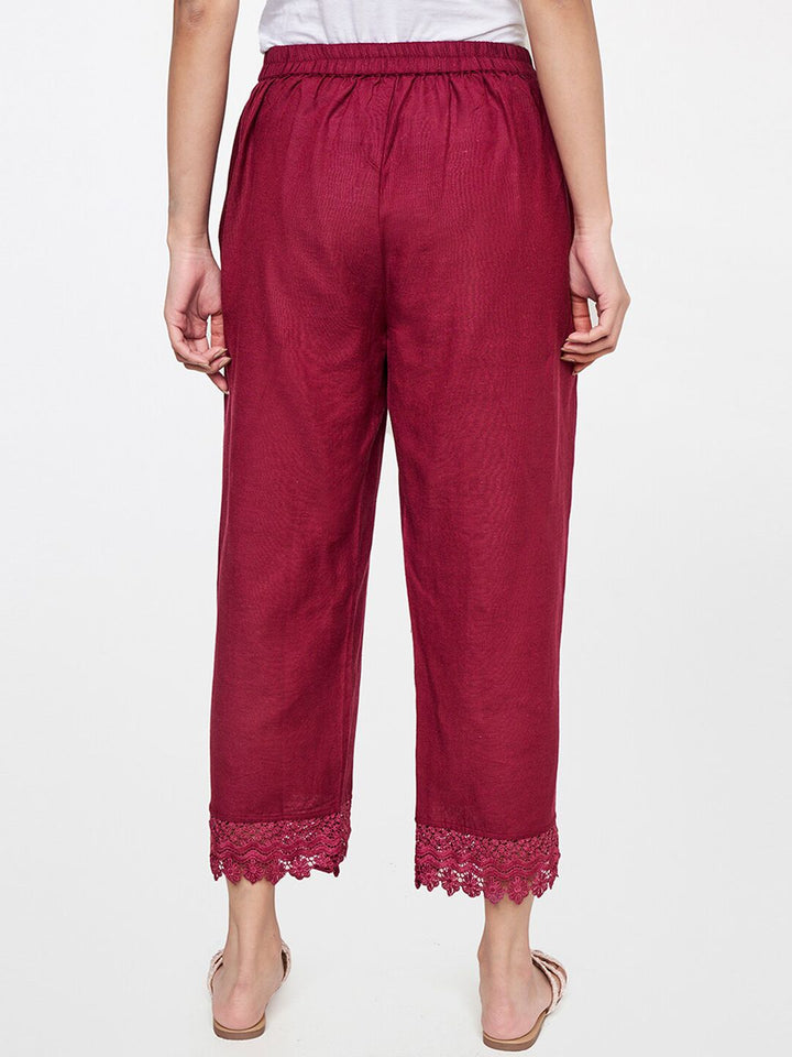 Global Desi Women Red Solid Trousers