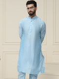 SOJANYA Men Turquoise Blue Solid Straight Kurta