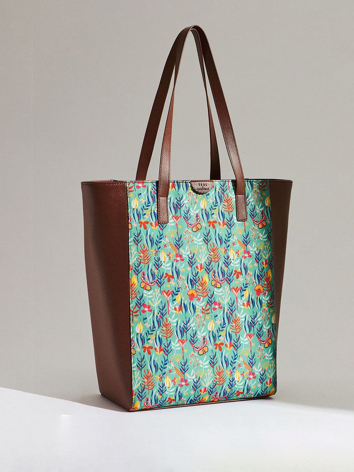 TEAL BY CHUMBAK Printed Oversized Shopper Tote Bag