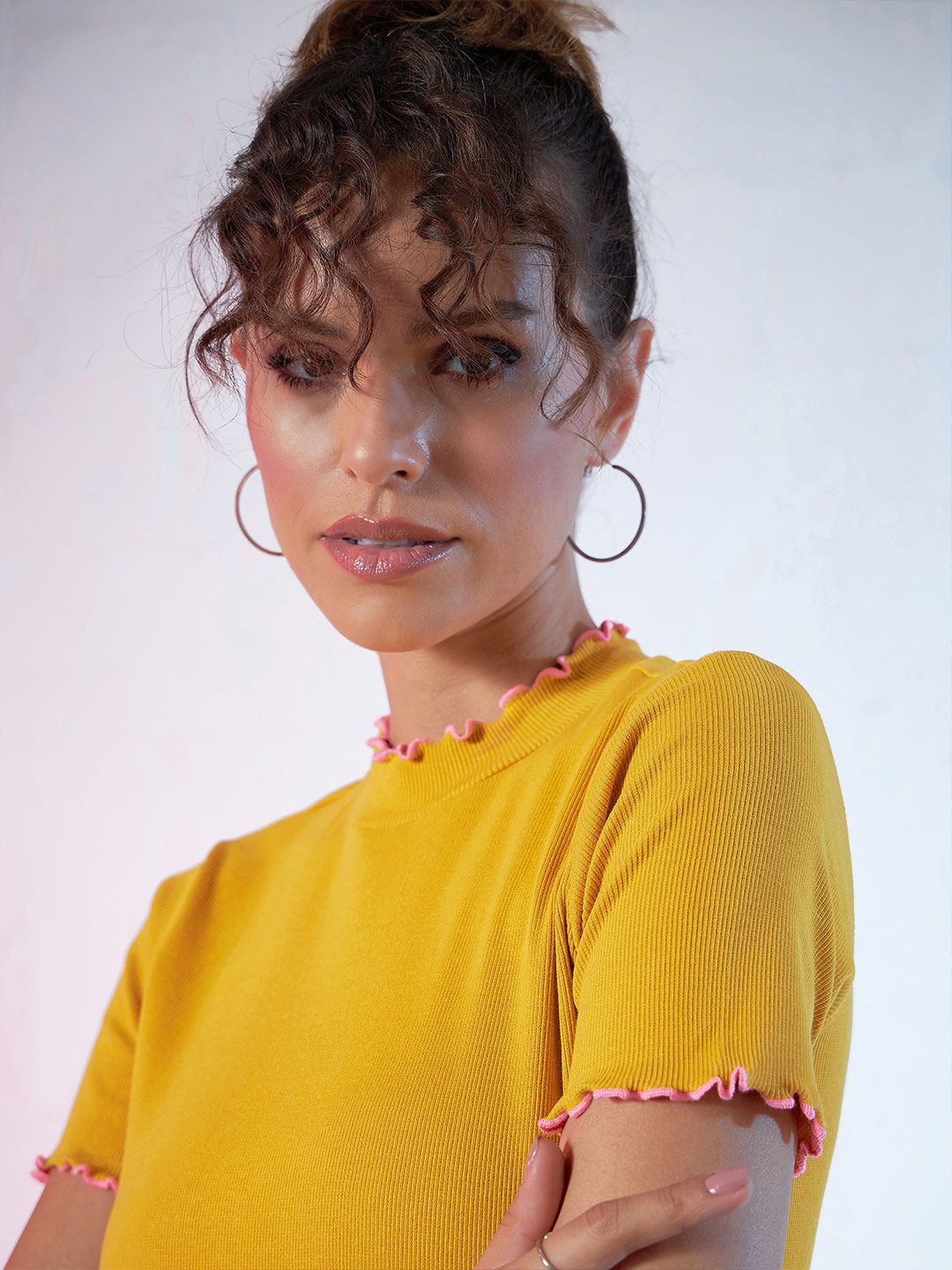 SASSAFRAS Mustard Yellow High-Neck Top