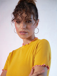 SASSAFRAS Mustard Yellow High-Neck Top