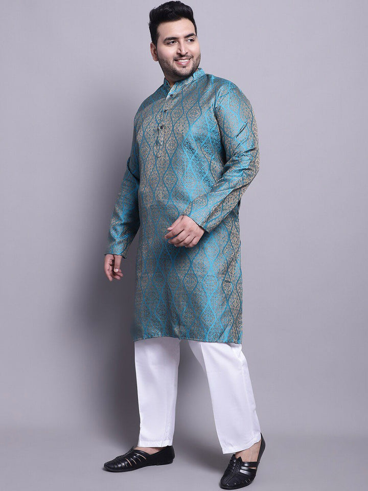 SOJANYA PLUS Ethnic Motifs Woven Design Kurta With Pyjamas & Nehru Jacket