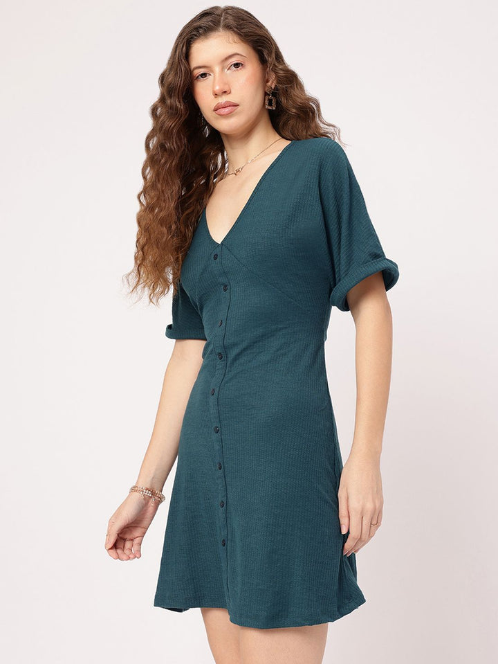 DressBerry Elevated Casuals Rib Knit Empire Mini Dress