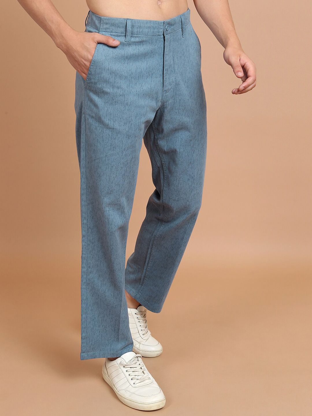 HIGHLANDER Men Blue Mid-Rise Chinos Trousers