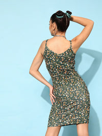 STREET 9 Women Olive Floral Dress