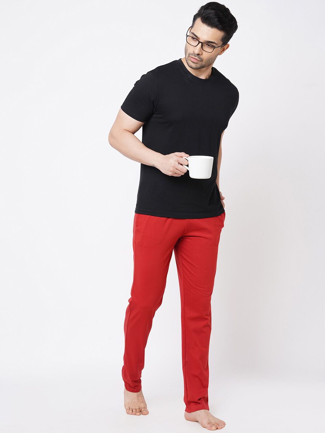 Sweet Dreams Men Orange Coloured Solid Lounge Pants