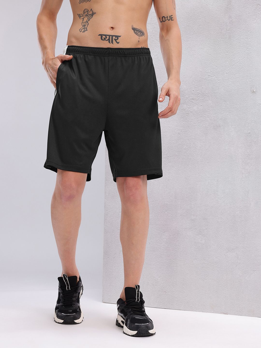 HRX by Hrithik Roshan Men Monochrome Typography Rapid-Dry Running Shorts