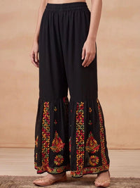 House of Chikankari Women Ethnic Motifs Embroidered Regular Thread Work Kurta with Sharara