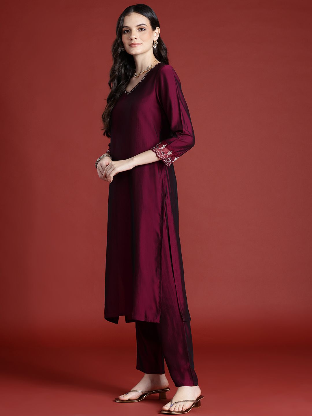 Anouk Women Regular Gotta Patti Kurta with Trousers & With Dupatta