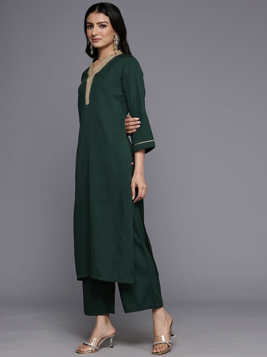Varanga Women Yoke Design Gotta Patti Kurta With Palazzos & Dupatta