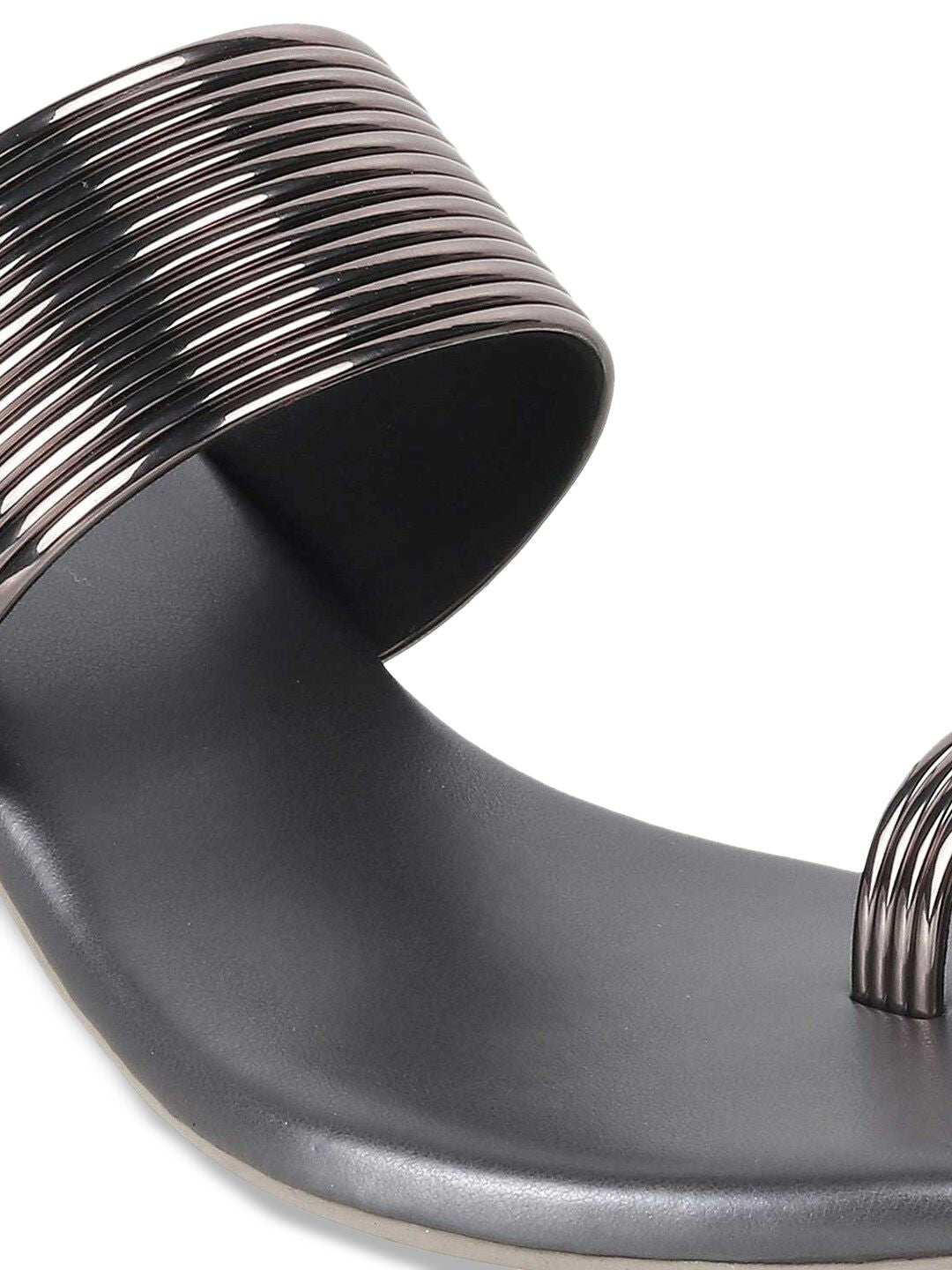 Metro Grey Textured Kitten Sandals Heels
