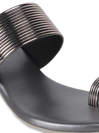 Metro Grey Textured Kitten Sandals Heels