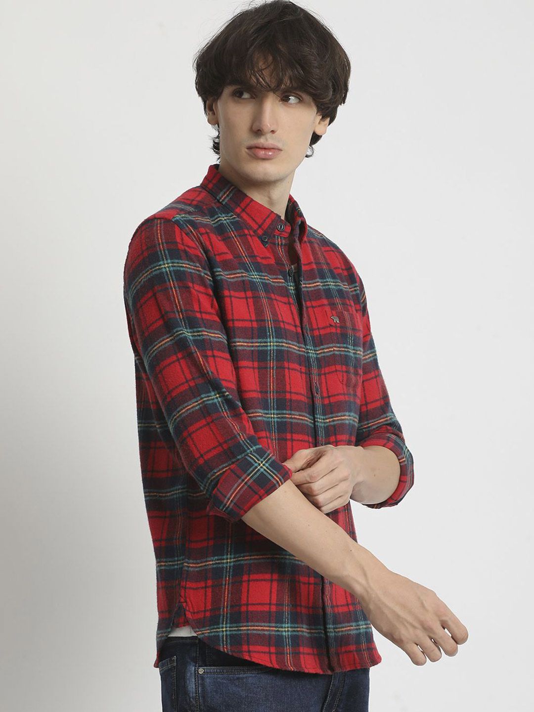 THE BEAR HOUSE Men Slim Fit Tartan Checks Opaque Checked Casual Shirt