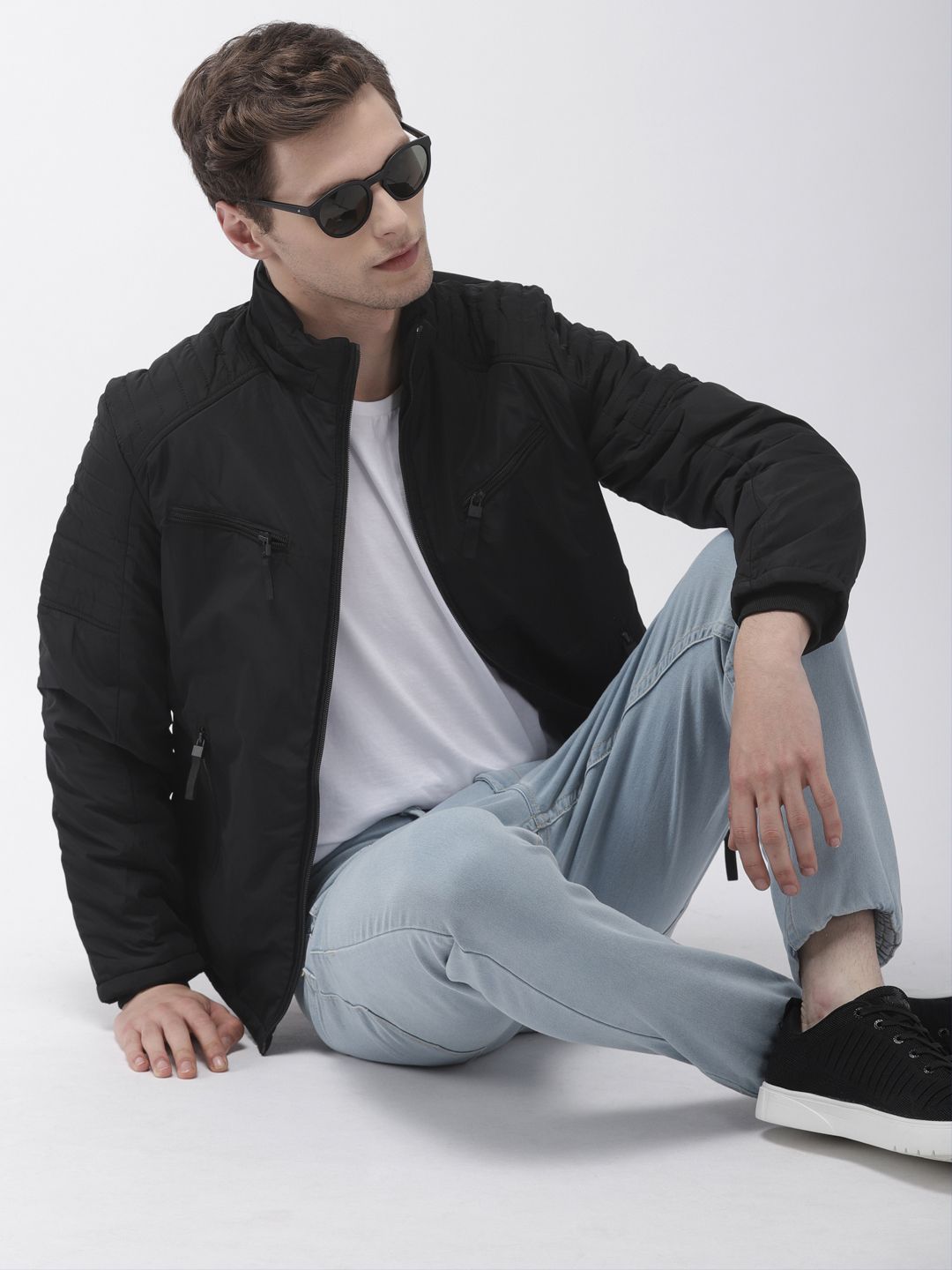 The Indian Garage Co Men Black Solid Padded Jacket