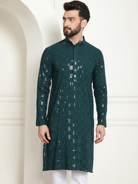 SOJANYA Kurta Kapas Tulen Sulam Geometrik Labuci