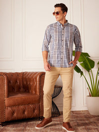 DENNISON Smart Tartan Checks Checked Button-Down Collar Cotton Casual Shirt