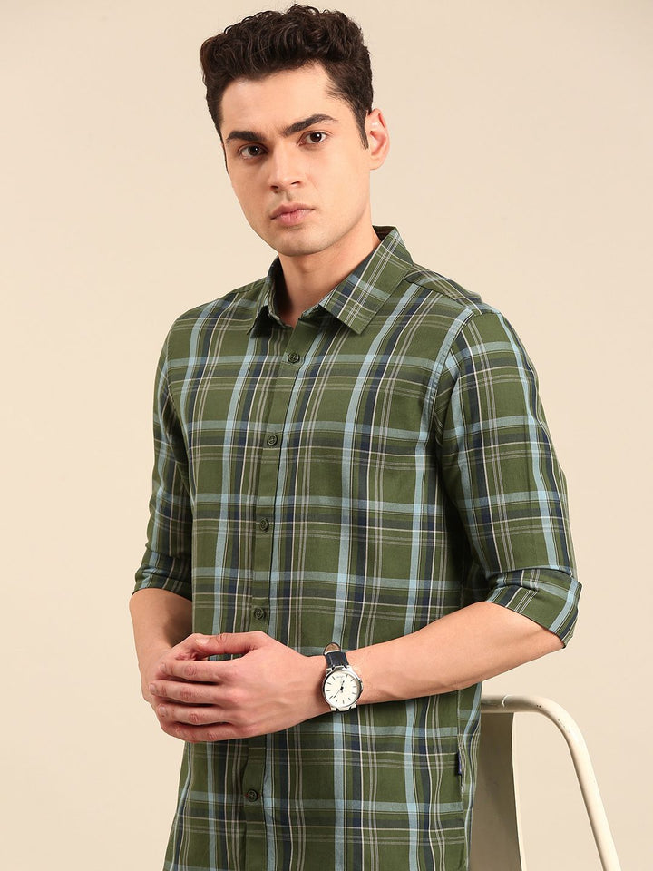 Being Human Pure Cotton Slim Fit Opaque Checked Casual Shirt
