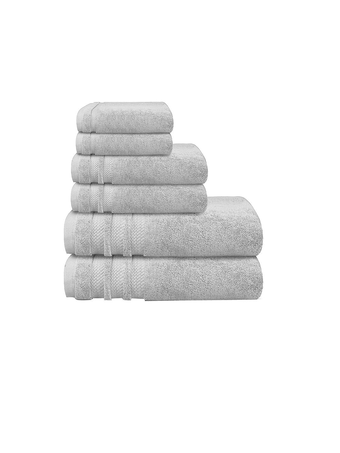 MYTRIDENT Unisex Set Of 6 Grey Solid 625 GSM Cotton Towels