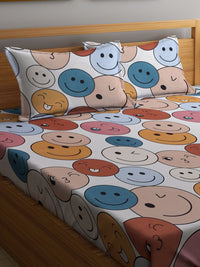 KLOTTHE White Conversational 300 TC King Fine Bedsheet dengan 2 Sarung Bantal-250X220 cm