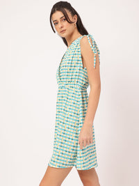 DressBerry Urban Chic Tie-Up Sleeves Checked Wrap Dress