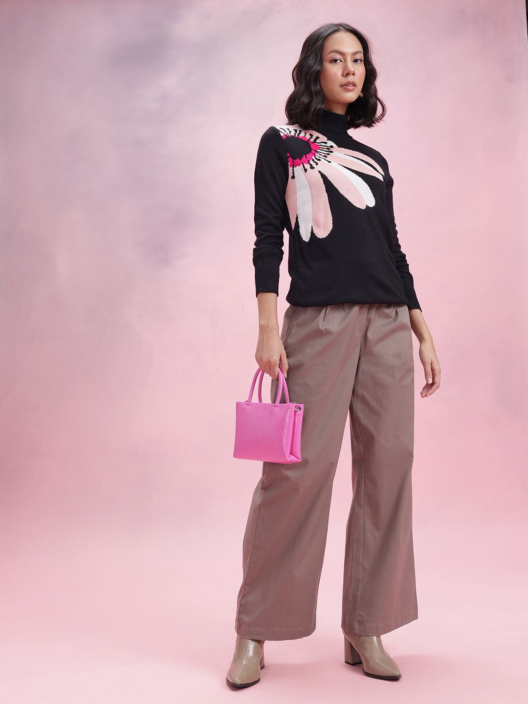 DressBerry Floral Turtle Neck Pullover