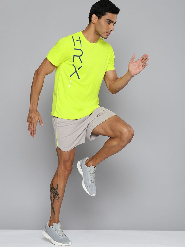 HRX By Hrithik Roshan Men Running NEON LIME Rapid-Dry Brand Carrier T-shirt