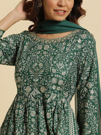 W Floral Printed Straight Kurta With Trousers & Dupatta