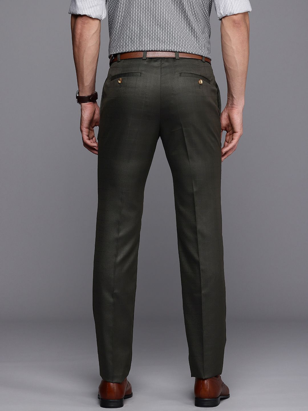 Raymond Men Checked Slim Fit Formal Trousers