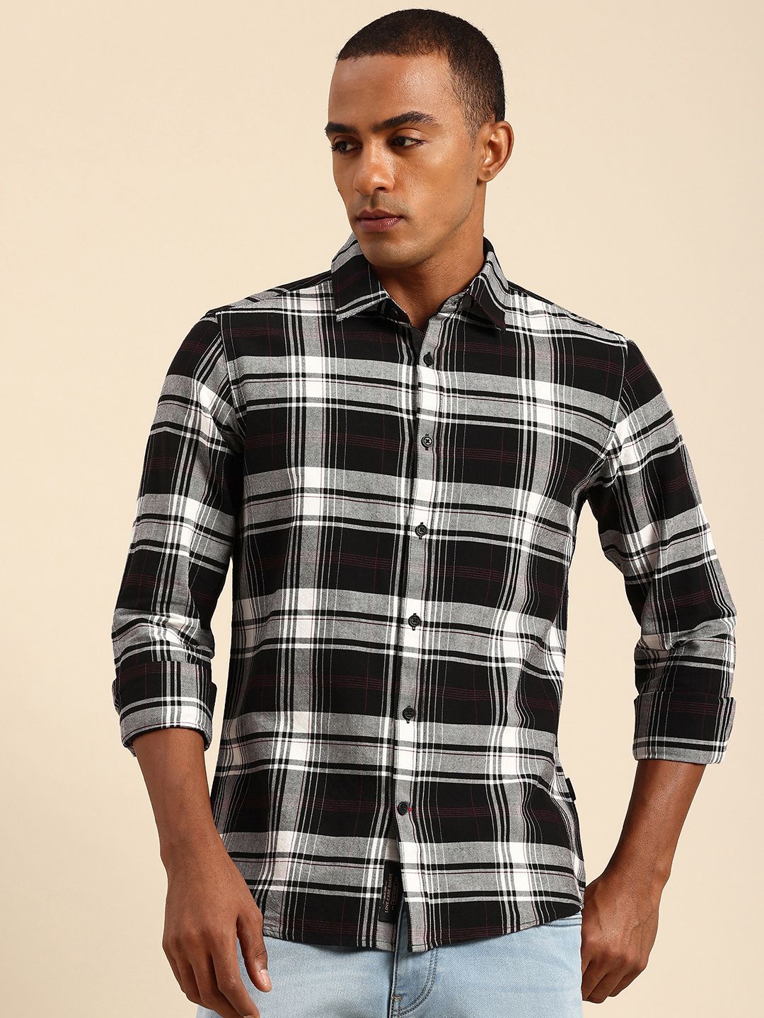 Being Human Slim Fit Opaque Pure Cotton Checked Casual Shirt
