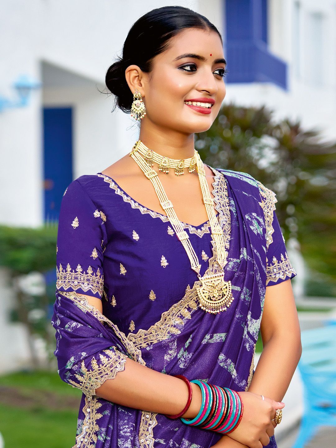 Saree mall Sequinned Poly Chiffon Sarees
