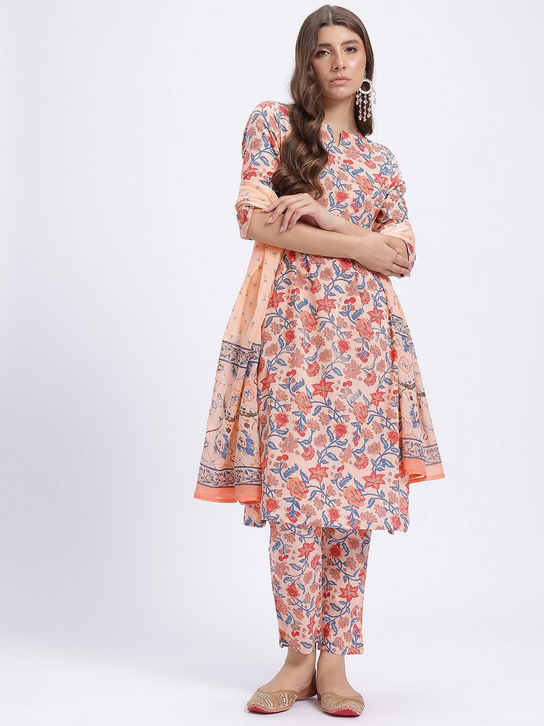 Anouk Ethnic Motifs Print Kurta With Trousers & With Dupatta