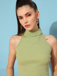 STREET 9 Gorgeous Green Solid Pure Cotton Top