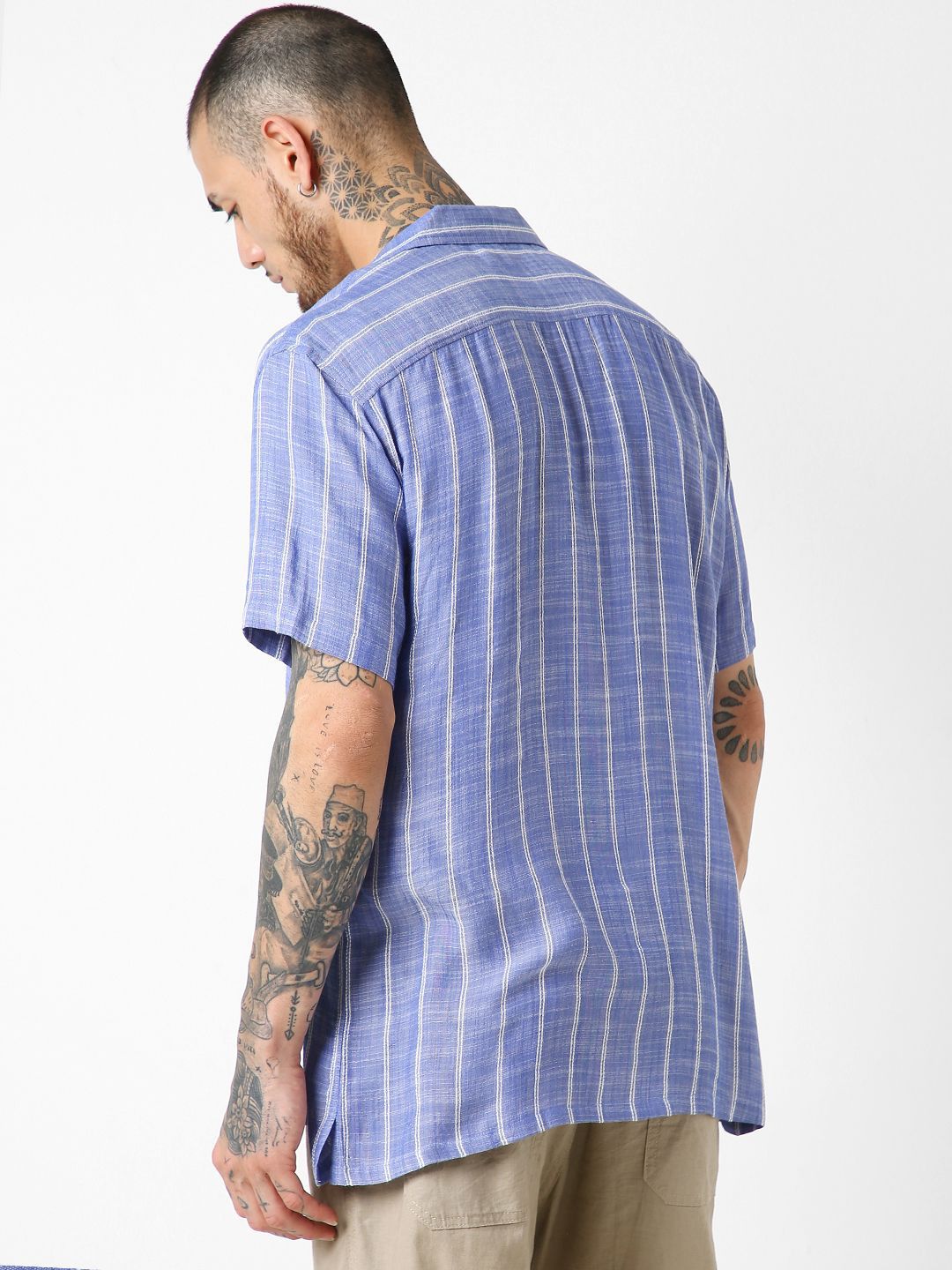 VASTRADO Men Striped Resort Collar Oversized Shirt