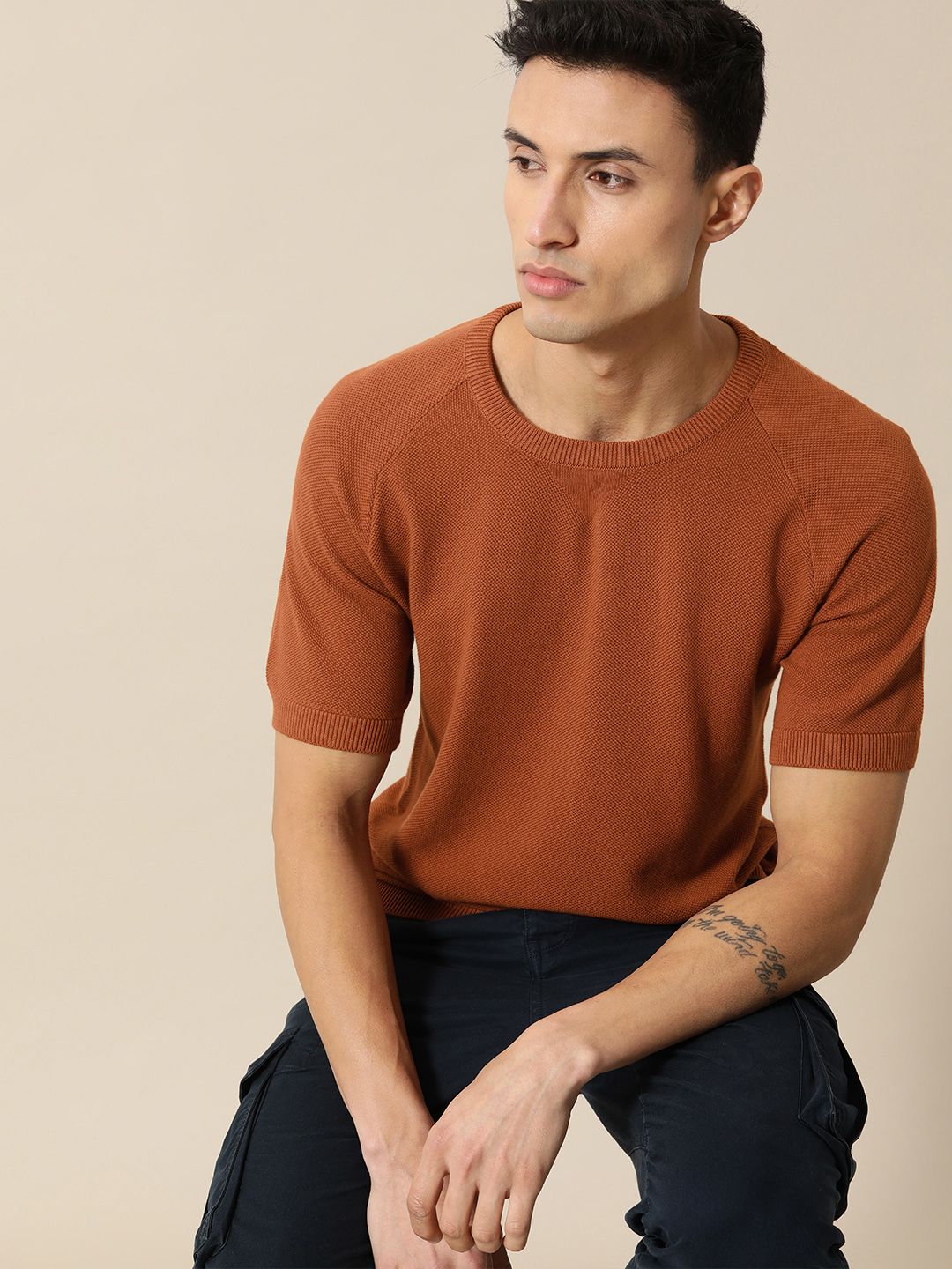 Mr Bowerbird Men Pure Cotton Tailored Fit Winter T-shirt