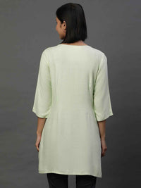 AURELIA Floral Embroidered Keyhole Neck Straight Kurti