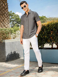 Thomas Scott Men Smart Slim Fit Opaque Striped Casual Shirt
