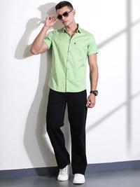 Thomas Scott Men Classic Slim Fit Spread Collar Solid Cotton Casual Shirt