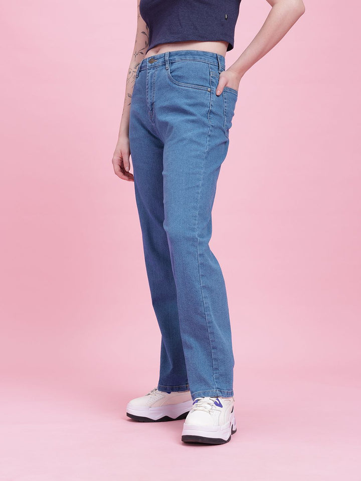 DressBerry Women Straight Fit High-Rise Stretchable Jeans