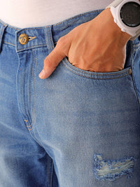 The Indian Garage Co Men Straight Fit Mildly Distressed Heavy Fade Jeans